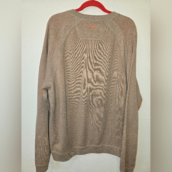 Tommy Bahama Men's Xl Orange and Beige Reversable Long Sleeve Pullover Sweater - Picture 4 of 10